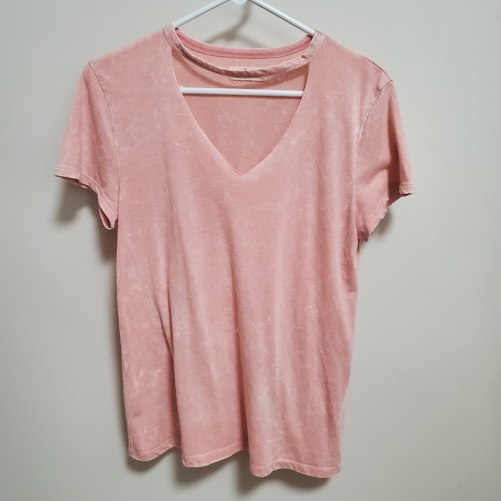Hollister | Pink Peach Acid Wash Cutout Tee M
